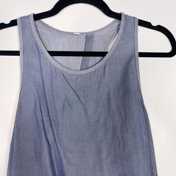 Lululemon Womens 8 Blue Chambray Split Back Tank Top Crew Neck Sleeveless - Picture 3 of 7